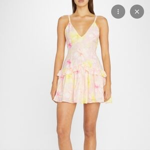 Loveshackfancy Fabianne Dress Floral Pink and Yellow Women's Dress